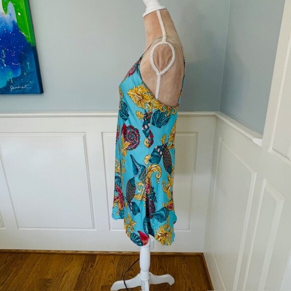 Victoria's Secret Vintage 100% Silk Babydoll Slip Dress Gold Label Tropical Med - Picture 7 of 11